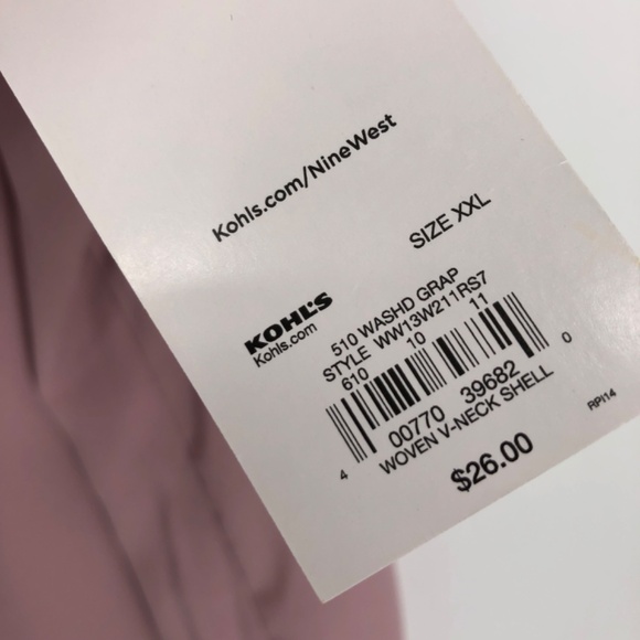 Nine West Womens Tank Top Blouse Size XXL Pink Softshell V Neck Lightweight NWT - Picture 5 of 11